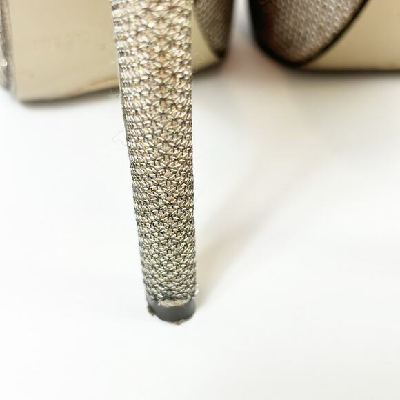 ENZO ANGIOLINI WOMENS 8M GOLD MESH SHINY OPEN TOE STILETTO PLATFORM HEELS - Picture 7 of 9